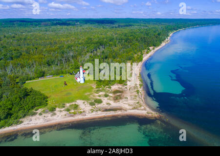 Stör Point Light Station ist eine lighthousecity Harrisville auf Huron-see in Haynes Township, Alcona County, Nordosten der unteren Mi Michigan Stockfoto