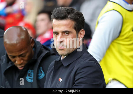 SOUTHAMPTON, England. 9. NOVEMBER Everton Manager Marco Silva während der Premier League Match zwischen Southampton und Everton in St. Mary's Stadium, Southampton am Samstag, den 9. November 2019. (Credit: Jon Bromley | MI Nachrichten) das Fotografieren dürfen nur für Zeitung und/oder Zeitschrift redaktionelle Zwecke verwendet werden, eine Lizenz für die gewerbliche Nutzung Kreditkarte erforderlich: MI Nachrichten & Sport/Alamy leben Nachrichten Stockfoto