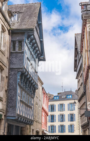 Quimper in der Bretagne, alte Fachwerkhäuser in der Innenstadt Stockfoto