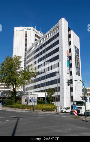 Das Ruhrgebiet Turm in Essen, dem ehemaligen Hauptsitz der Ruhrgas AG, jetzt ein Büroturm mit verschiedenen Mietern, ein Hotel, ein Restaurant, Konferenzräume, Stockfoto