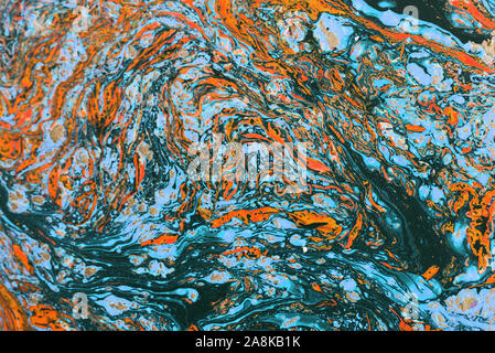 Blauer Marmorierung Muster. Golden Marmor flüssige Textur. Stockfoto
