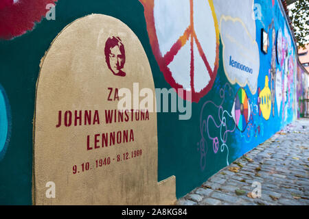 Zed, johna Lennona Velkoprevorske Namesti, Mala Strana (UNESCO), Praha, Ceska Republika/John Lennon Mauer, Kampa, Kleinseite (UNESCO), Prag, Tschechische Stockfoto