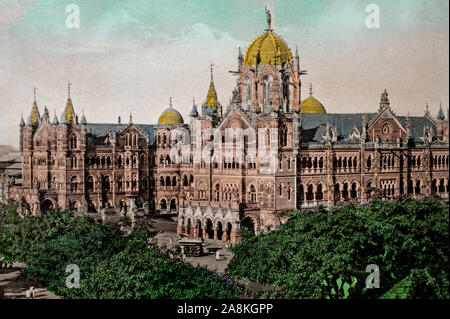 30 Aug 2004 Alte Vintage 1900 s Foto Victoria Terminus Station jetzt CSMT Bombay Mumbai Maharashtra Indien Stockfoto
