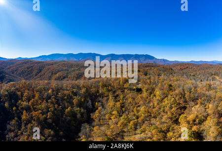 Antenne Panorama 9 Bilder der westlichen North Carolina Berge im Herbst Stockfoto