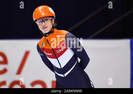 Montreal, Quebec. 09 Nov, 2019. Blick auf Suzanne Schulting (NED) während der ISU World Cup II auf der Maurice-Richard-Arena in Montreal, Quebec. David Kirouac/CSM/Alamy leben Nachrichten Stockfoto