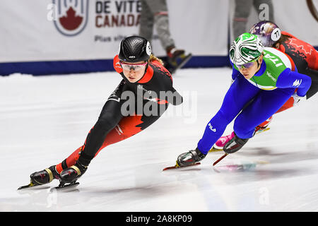 Montreal, Quebec. 09 Nov, 2019. Blick auf Claudia Gagnon (CAN) während der ISU World Cup II auf der Maurice-Richard-Arena in Montreal, Quebec. David Kirouac/CSM/Alamy leben Nachrichten Stockfoto