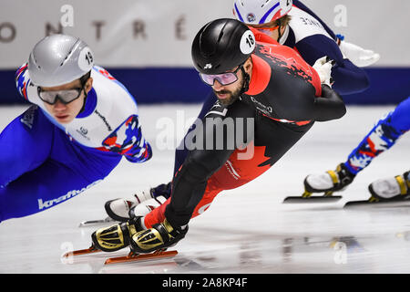 Montreal, Quebec. 09 Nov, 2019. Blick auf Charles Hamelin (können) während der ISU World Cup II auf der Maurice-Richard-Arena in Montreal, Quebec. David Kirouac/CSM/Alamy leben Nachrichten Stockfoto