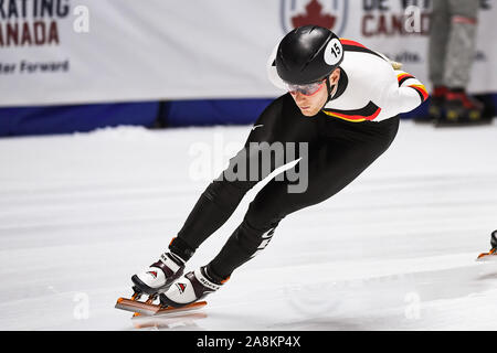 Montreal, Quebec. 09 Nov, 2019. Blick auf Adrian Luedtke (GER) während der ISU World Cup II auf der Maurice-Richard-Arena in Montreal, Quebec. David Kirouac/CSM/Alamy leben Nachrichten Stockfoto