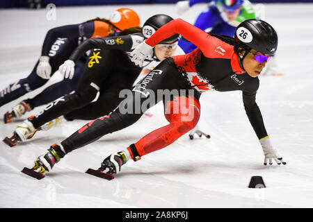 Montreal, Quebec. 09 Nov, 2019. Blick auf Alyson Charles (CAN) während der ISU World Cup II auf der Maurice-Richard-Arena in Montreal, Quebec. David Kirouac/CSM/Alamy leben Nachrichten Stockfoto