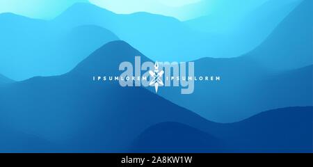 Blau abstrakt Hintergrund. Realistische Landschaft mit Wellen. Cover Design vorlage. 3D-Vektor Illustration. Stock Vektor