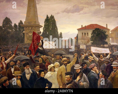 Rallye der Ilinden Organisation in Sofia Gemälde von T.S. Nikolaevich, Museum der mazedonischen Kampf um Souveränität und Unabhängigkeit in Skopje Stockfoto