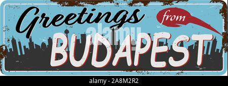 BUDAPEST Ungarn skyline Silhouette rostiges Metall Vector Illustration, schwarzen und weißen Design. Stock Vektor