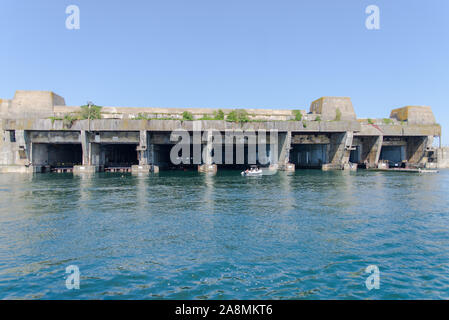 U-Boot in den Hafen von Lorient, Morbihan in der Bretagne Stockfoto