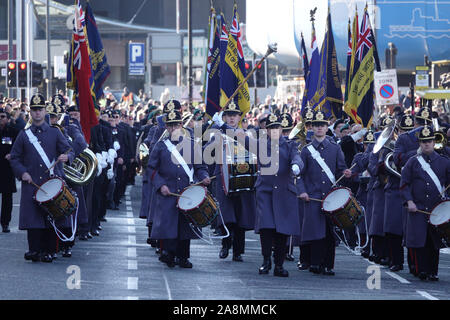 Liverpool UK. 10. November 2019. Veteranen und Mitglieder der Britischen Streitkräfte nehmen an den jährlichen Tag der Erinnerung parade vor der St George's Hall. Credit: Ken Biggs/Alamy Leben Nachrichten. Stockfoto