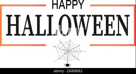 Hand Happy Halloween gezeichnet Schriftzug mit einem Spinnennetz auf weißem Hintergrund. Diese Abbildung kann als Grußkarte, Poster oder Drucken verwendet werden. Stock Vektor