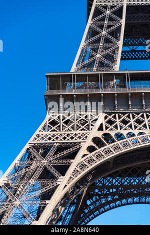 Paris, Eiffelturm, Panorama vom Champ de Mars, Detail Stockfoto