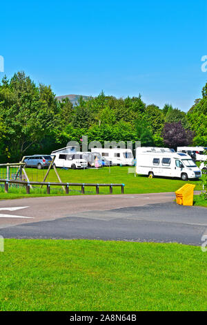 Ein Blick auf die idyllischen ländlichen Umgebung des Caravan & Wohnmobil Club Site an Hanley Swan, als 'Mdeenborstel Hügel" bekannt. Stockfoto