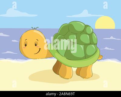 Baby Schildkröte unter dem Meer cartoon Clipart Stock Vektor