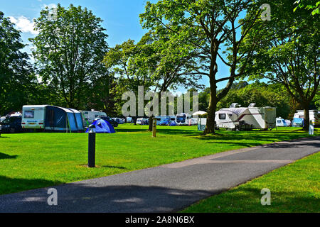 Ein Blick auf die idyllischen ländlichen Umgebung des Caravan & Wohnmobil Club Site an Hanley Swan, als 'Mdeenborstel Hügel" bekannt. Stockfoto