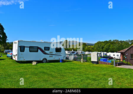 Ein Blick auf die idyllischen ländlichen Umgebung des Caravan & Wohnmobil Club Site an Hanley Swan, als 'Mdeenborstel Hügel" bekannt. Stockfoto