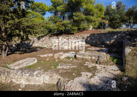 Ruinen des antiken Pnyx - der Ort der Demokratie geboren, Athen, Griechenland Stockfoto