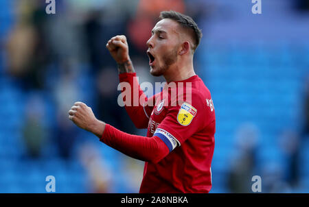 Bristol City Josh Brownhill feiert Sieg bei Vollzeit während der Sky Bet Championship Match in Cardiff City Stadium. Stockfoto