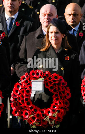 Whitehall, London, UK. 10. November 2019. Ms Jo Swinson, Führer der Liberaldemokraten nimmt an den Nationalen Dienst der Erinnerung an das Ehrenmal. . Bild von Julie Edwards./Alamy leben Nachrichten Stockfoto