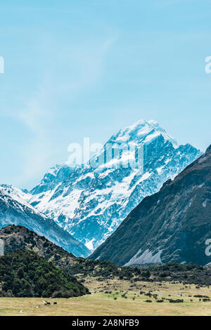 Aoraki / Mount Cook, der höchste Berg Neuseelands Stockfoto