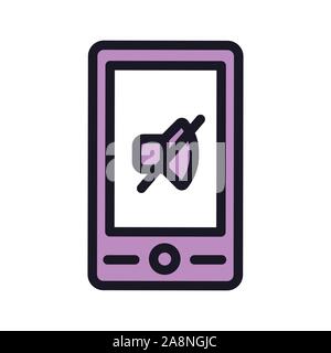 Handy Ton aus oder auf das Symbol w Linien zeigen Sound Stock Vektor