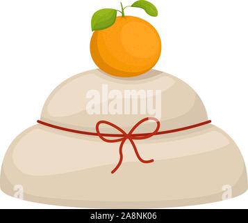 Japanische neues Jahr kagami Mochi. Gerichte für das Neue Jahr. Asiatische Tradition. Vector Illustration. Stock Vektor