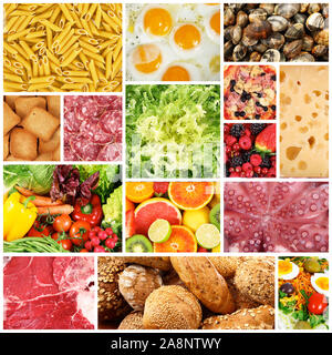 Gastronomie Collage auf weißem Hintergrund Stockfoto