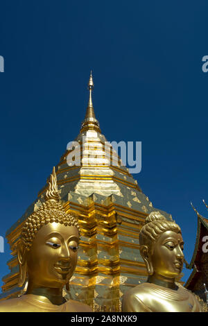 Buddhistische Skulpturen im Wat Phra That Doi Suthep, Chiang Mai, Thailand Stockfoto