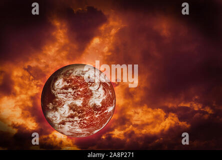 Ein Planet in Flammen gehüllt Stockfoto