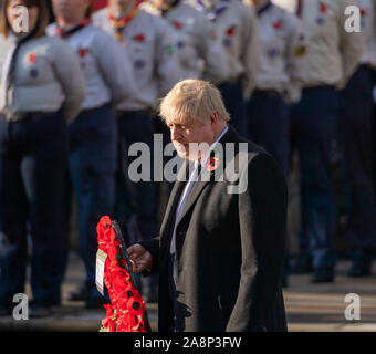 London UK 10. Nov. 2019 Erinnerung Sonntag am Ehrenmal, Whitehall, London, Boris Johnson Premierminister Credit Ian DavidsonAlamy leben Nachrichten Stockfoto