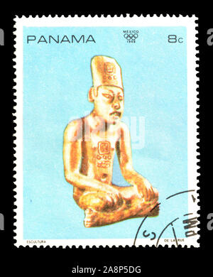 Storniert Briefmarke von Panama gedruckt, der antiken Skulptur, circa 1968. Stockfoto