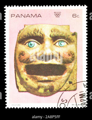 Storniert Briefmarke von Panama gedruckt, der antiken Skulptur, circa 1968. Stockfoto