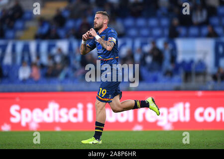 Rom, Italien. 10 Nov, 2019. Andrea La Mantia von US Lecce feiert zählende zweite Ziel während der Serie ein Match zwischen Latium und Lecce im Stadio Olimpico, Rom, Italien Am 10. November 2019. Foto von Giuseppe Maffia. Credit: UK Sport Pics Ltd/Alamy leben Nachrichten Stockfoto