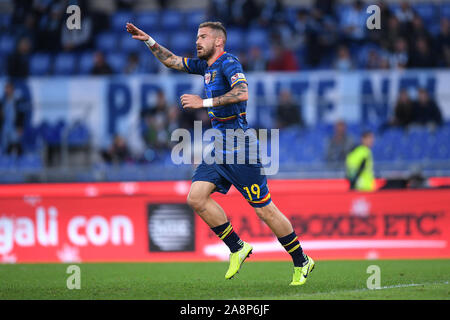 Rom, Italien. 10 Nov, 2019. Andrea La Mantia von US Lecce feiert zählende zweite Ziel während der Serie ein Match zwischen Latium und Lecce im Stadio Olimpico, Rom, Italien Am 10. November 2019. Foto von Giuseppe Maffia. Credit: UK Sport Pics Ltd/Alamy leben Nachrichten Stockfoto