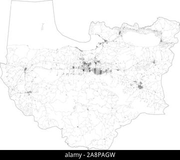 Satelliten Karte von Bursa und Gebäuden, die Türkei. Karte Straßen, Straßen und Autobahnen, Flüsse. Verkehrsmittel Karte Stock Vektor