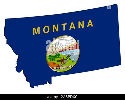 Karte Flagge des US-Bundesstaates Montana Vector 3D-Illustration eps 10. Stock Vektor