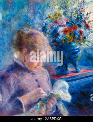 Junge Frau Nähen von Pierre Auguste Renoir (1841-1919), Öl auf Leinwand, 1879 Stockfoto