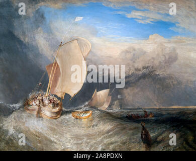 Fischerboote mit Hausierer Tarifverhandlungen für Fische, die von JMW Turner, Öl auf Leinwand, c. 1837/8 Stockfoto