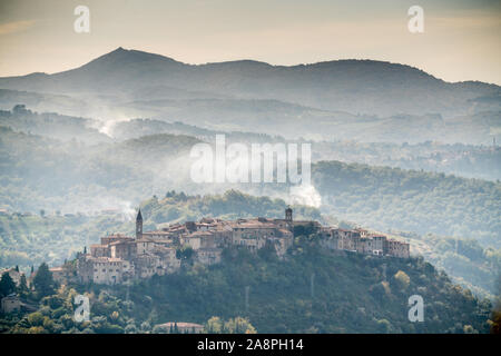 Gesamtansicht des Seggiano, Toskana, Italien, Europa. Stockfoto