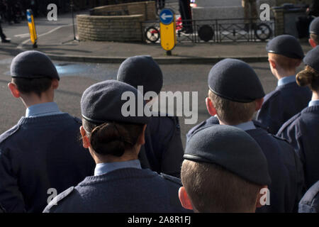 RAF-Kadetten auf Parade beim Gedenkdienst Stockfoto