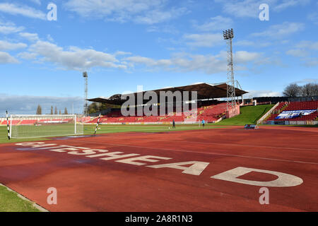 Gateshead, Großbritannien. 10 Nov, 2019. GATESHEAD, ENGLAND - 10. NOVEMBER GV der Gateshead Stadium vor dem FA Cup Runde 1 Match zwischen Gateshead und Oldham Athletic an der Gateshead International Stadium, Gateshead am Sonntag, den 10. November 2019. (Credit: Eddie Garvey | MI Nachrichten) das Fotografieren dürfen nur für Zeitung und/oder Zeitschrift redaktionelle Zwecke verwendet werden, eine Lizenz für die gewerbliche Nutzung Kreditkarte erforderlich: MI Nachrichten & Sport/Alamy leben Nachrichten Stockfoto