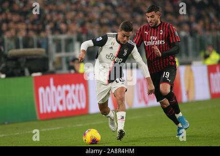 Torino, Italien. 10 Nov, 2019. 10 Paulo dybala, Juventus Turin) während Juventus FC vs AC Mailand, der italienischen Fußball-Serie-A Männer-WM in Turin, Italien, 10. November 2019 - LPS/Claudio Benedetto Credit: Claudio Benedetto/LPS/ZUMA Draht/Alamy leben Nachrichten Stockfoto