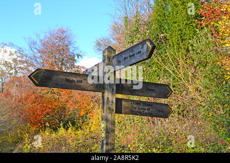 Herbstliche land Szenen in der Nähe von Das Downe Dorf, North Downs, Kent. Beliebt bei Wanderern und Tagesausflüglern aus London. Netz der Wanderwege für Wanderer. Stockfoto