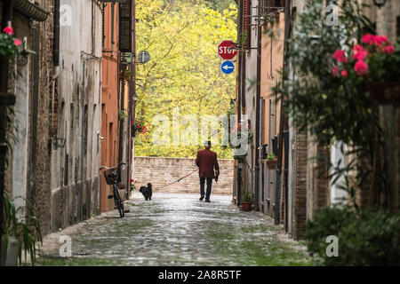 Straßenszene, Urbania, Italien, Europa Stockfoto