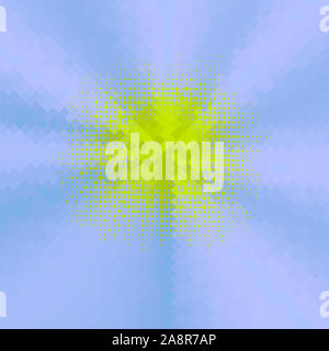 Gelb Blau Retro Vintage Halftone Stil Hintergrund mit Sonnenstrahlen. Pop Art Design Textur. Star Explosion Template Stockfoto