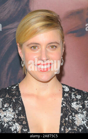 NEW YORK, NY - 10. NOVEMBER: Greta Gerwig besucht "Ehe Geschichte" New York Premiere in Paris Theater am 10. November 2019 in New York City. Stockfoto